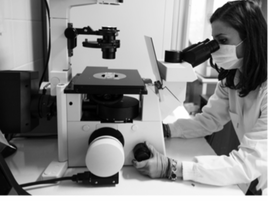 Picture of a female scientist doing research in a lab